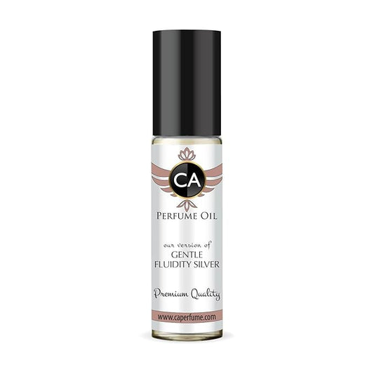 CA Perfume Impression of Gentle Fluidity Silver Unisex Fragrance Oil Aromatic Spicy Scent Long Lasting Perfumes for Women & Men Travel Size TSA Ready Mini Parfum Body Oil Roll-on 0.33 Fl Oz 10ml