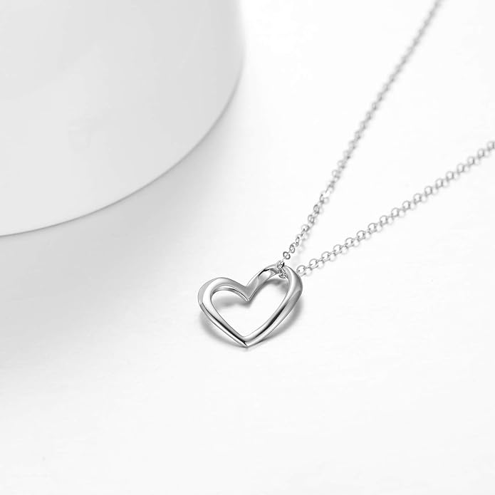 Solid 14k Gold Heart Necklace for Women, Fine Gold Love Jewelry Gifts for Wife/Mother/Girlfriend, Birthday Pesent for Her, 16+2 Inch