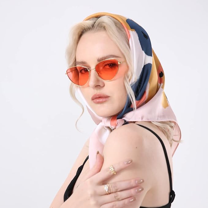 Livrerpi Silk Feeling Head Scarf Fashion Satin Hair Scarf Square Long Scarves for Women Gifts