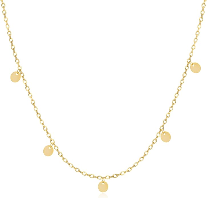 MIDEEO 14K Gold Leaf Pendant Necklaces for Women Dainty Sun Coin Choker Medallion Moon Star Necklace Minimalist Jewelry