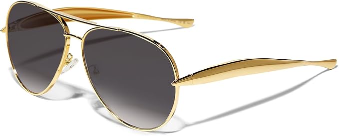 Retro Gold Aviator Sunglasses for Women Men, 2025 Metal Oversized 70s Aviators Sun Glasses