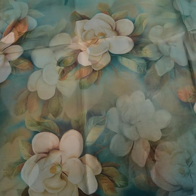 100% Mulberry Silk Women's Neck Silk Scarf-Lightweight Shawl,FLoral Print Beach Silk Wrap-Scarves for Photography