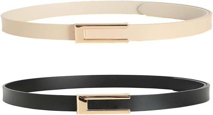 Ssumday 2 Pack Women's 1.3" Leather Belt for Jeans Pants Dresses with Retro Alloy Buckle