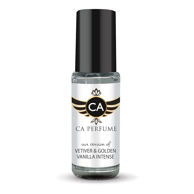 CA Perfume Impression of Vetiver & Golden Vanilla Intense Unisex Perfume Oil Amber Woody Scent Long Lasting Fragrance for Women and Men Mini Perfume Sample TSA Ready Body Oil Roll-on 0.14 Fl Oz 4ml