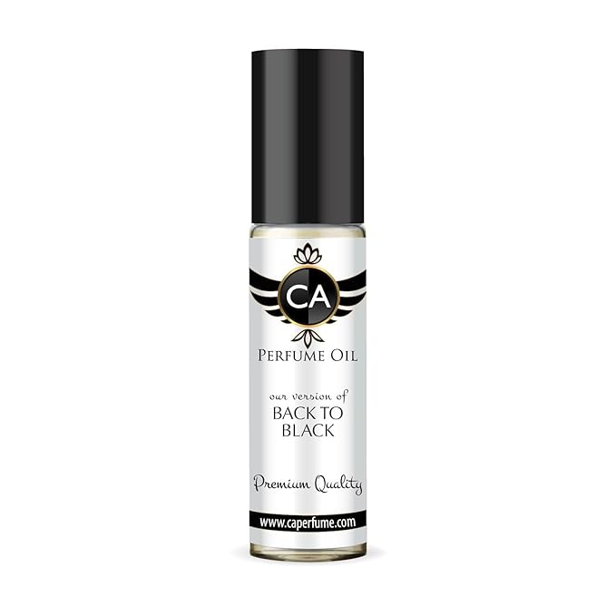 CA Perfume Impression of Back To Black Unisex Eau De Parfum Amber Woody Scent Long Lasting Unisex Fragrance Travel Size TSA Ready for Day and Night Wear 0.33 Fl Oz 10ml