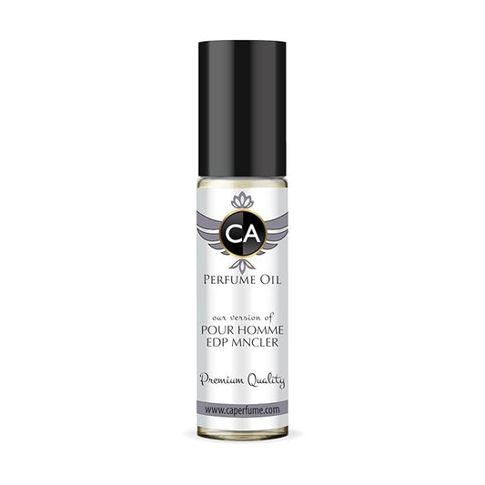 CA Perfume Impression of Pour Homme Edp Mncler for Men Perfume Oil Woody Aromatic Scent Long Lasting Cologne for Men Travel Size TSA Ready Mini Parfum Body Oil Roll-on 0.33 Fl Oz 10ml