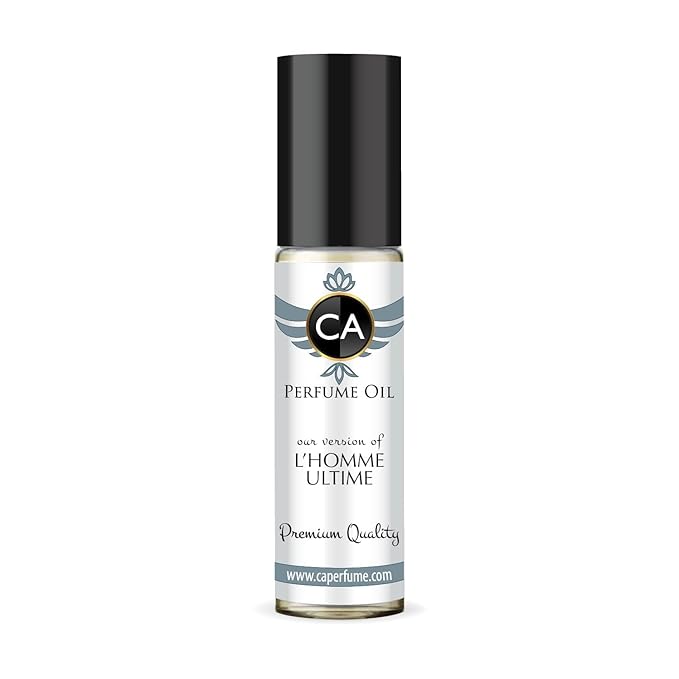 CA Perfume Impression of L' Homme Ultime Eau De Parfum Woody Floral Musk Scent Long Lasting Cologne for Men Travel Size TSA Ready for Day and Night Wear 0.33 Fl Oz 10ml