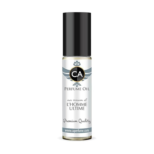 CA Perfume Impression of L' Homme Ultime Eau De Parfum Woody Floral Musk Scent Long Lasting Cologne for Men Travel Size TSA Ready for Day and Night Wear 0.33 Fl Oz 10ml