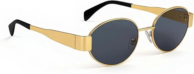 Retro Round Sunglasses for Men Women - Classic Metal Frame Circle Glasses - Vintage Steampunk Style Eyewear (Gold & Silver)