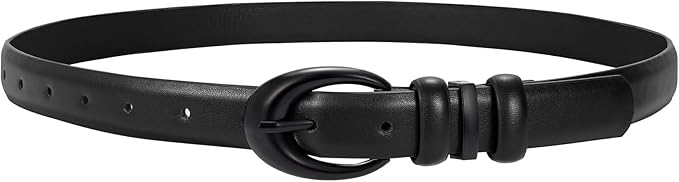 TRIWORKS Women Leather Belt for Jeans Pants Fashion Ladies Skinny Faux Leather Dress belt with Gold Buckle