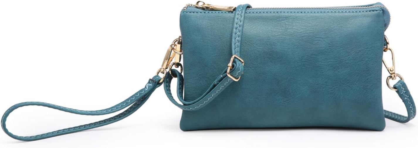 JEN & CO. Riley Small Crossbody Bags for Women Vegan Leather Wristlet Clutch Wallet Purses Handbags with 2 Straps