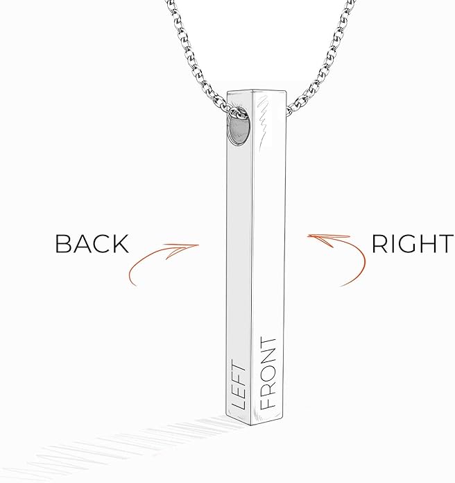 OAK & LUNA - Personalized Pillar Bar Necklace with Diamond Options - Custom Inscription Engraved Pendant - Up to 4 Names - Jewelry Gift for Women, Her, Mother For Mother's Day, Christmas