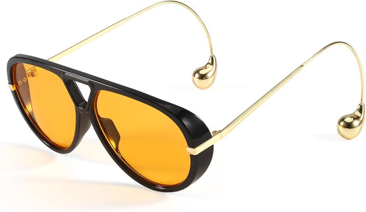 SODQW Oversized Aviator Sunglasses for Women With Earring Trendy Large Big XL Size 2025 Designer Ladies Shades
