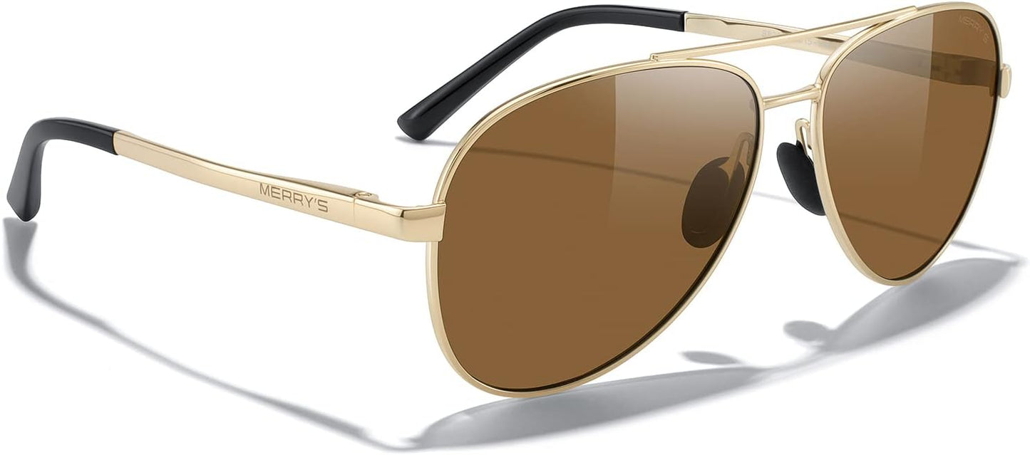 MERRY'S Aviator Sunglasses for Men Women - Polarized Driving Sun glasses Mirrored Lens UV 400 Protection 58 MM