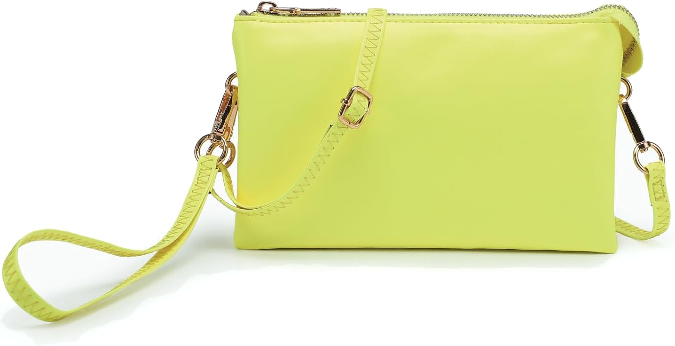 JEN & CO. Riley Small Crossbody Bags for Women Vegan Leather Wristlet Clutch Wallet Purses Handbags with 2 Straps