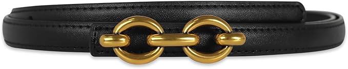 Women's Fashion Classic Metal Buckle Leather Belt with Jeans Dress