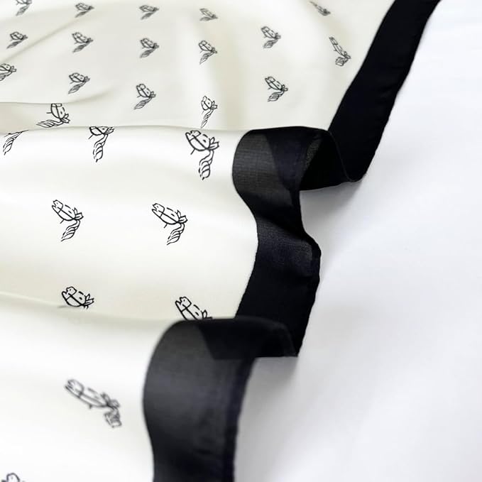 FONYVE Silk Feeling Scarf Medium Square Satin Head Scarf for Women 27.5 × 27.5 inches