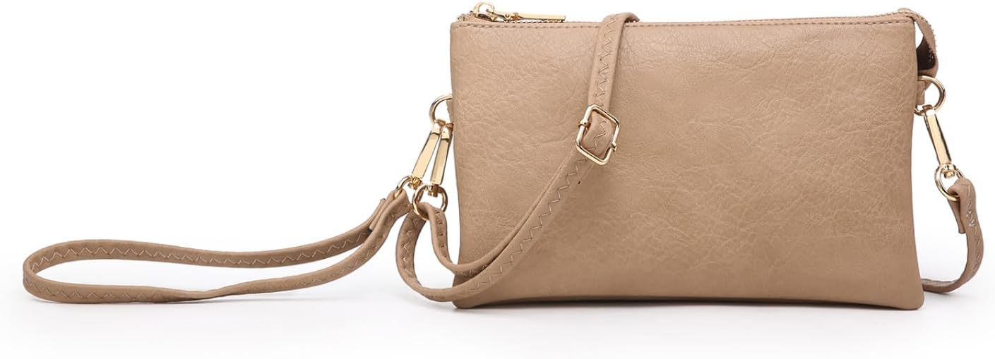 JEN & CO. Riley Small Crossbody Bags for Women Vegan Leather Wristlet Clutch Wallet Purses Handbags with 2 Straps