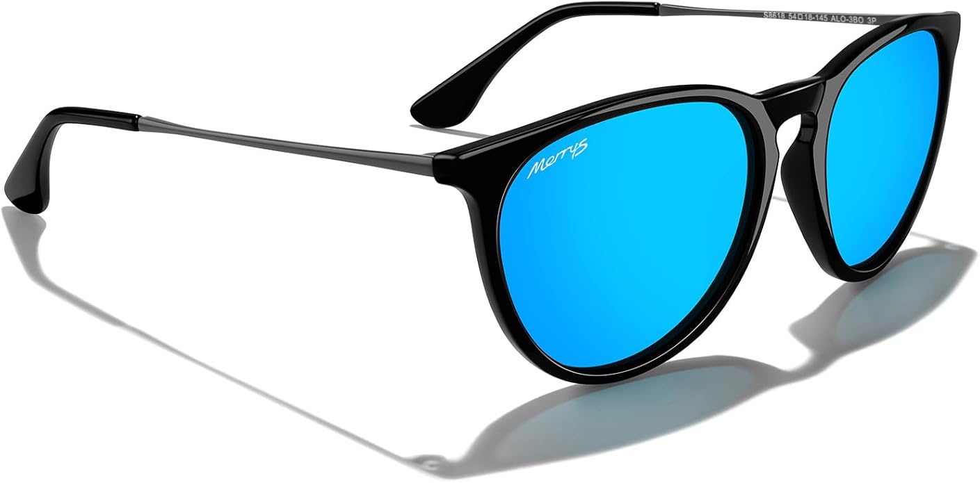 MERRY'S Vintage Polarized Sunglasses for Women Men Retro Round Mirrored Lens Sun glasses UV400