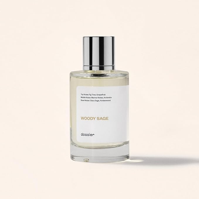 Dossier - Woody Sage - Eau de Parfum - Inspired by J.Malone's Wood Sage & Sea Salt - Perfume Luxury - Pure Infused - Paraben-Free - Vegan - For Women Men Unisex - Fragrance 3.4 Fl oz (Spray 100ml)