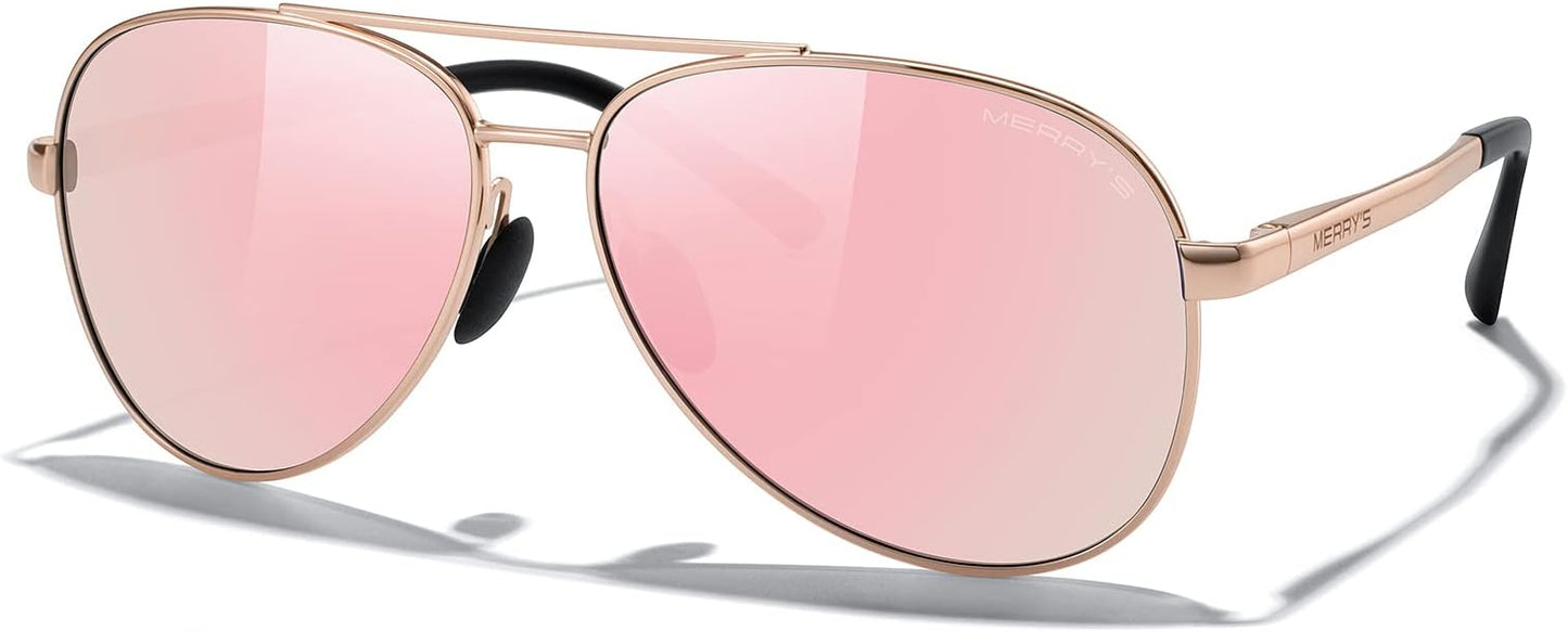 MERRY'S Aviator Sunglasses for Men Women - Polarized Driving Sun glasses Mirrored Lens UV 400 Protection 58 MM
