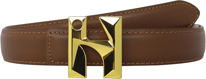 Women's Fashion Classic Metal Buckle Leather Belt with Jeans Dress