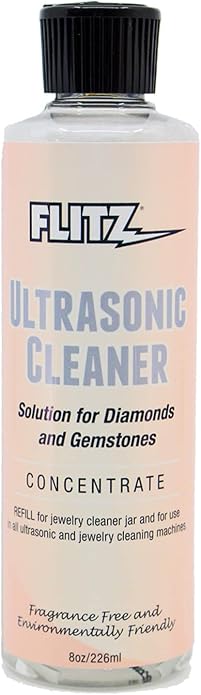 Flitz Ultrasonic Jewelry Cleaner Solution - 8oz Bottle of USA-Made Gold & Sterling Silver Cleaner Jewelry Tarnish Remover to Restore - Ultrasonic Cleaning Solution for Diamond Rings, Earrings & More