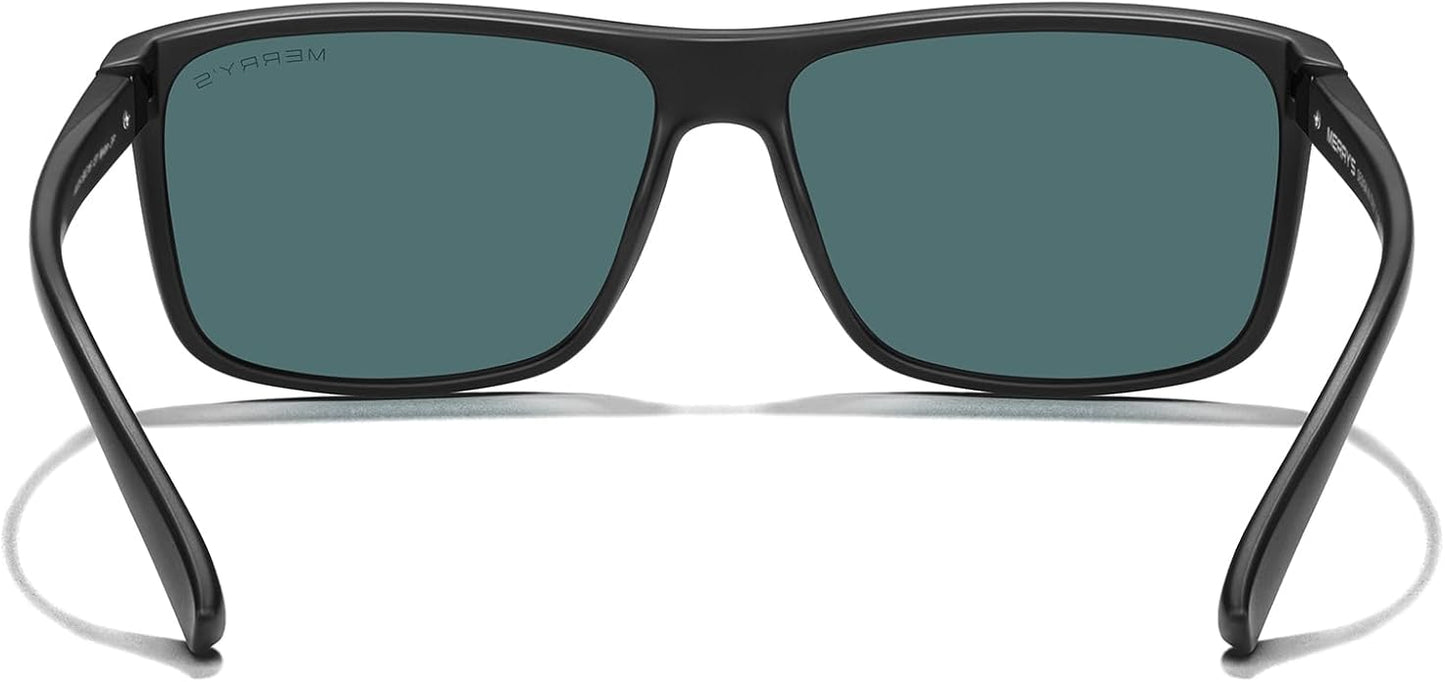 MERRY'S Rectangular Polarized Sports Sunglasses for Men Women Cycling Driving Fishing UV400 Protection S8225