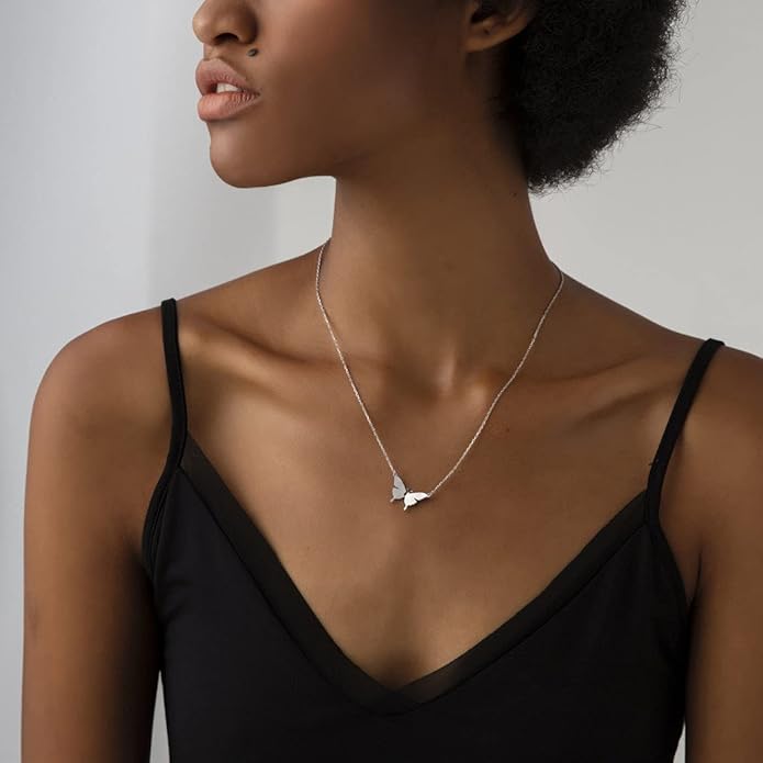 MIDEEO Dainty Butterfly Necklace for Women 14K Gold Plated Butterfly Pendant Necklace Minimalist Charm Jewelry…