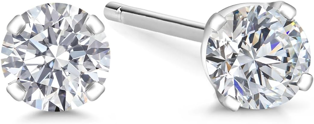 Gem Stone King 0.20 to 6 Cttw 14K Gold Lab Grown Diamond Stud Earrings | Gold Earrings For Women Men | E-F Color | VS1-VS2 Clarity