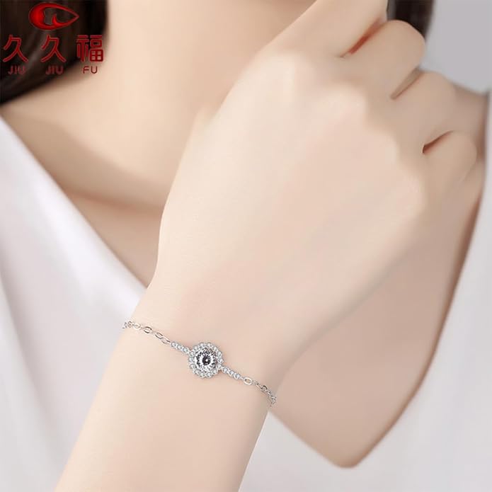 14K Gold Over S925 Sterling Silver Round Cut Women's Bracelet, 1ct D-color VVS2 Diamond Meteor Bubble Bracelets, Jewelry Piece for Everyday Wear, Valentines Day Gifts for Her