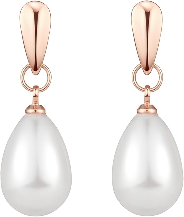 14k Gold Plated Lightweight Pearl Earrings,Trendy Jewelry,Teardrop Hoop Earrings for Women,Pearl Drop Earrings,Elegant Jewelry for Gifts