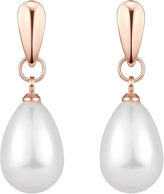 14k Gold Plated Lightweight Pearl Earrings,Trendy Jewelry,Teardrop Hoop Earrings for Women,Pearl Drop Earrings,Elegant Jewelry for Gifts