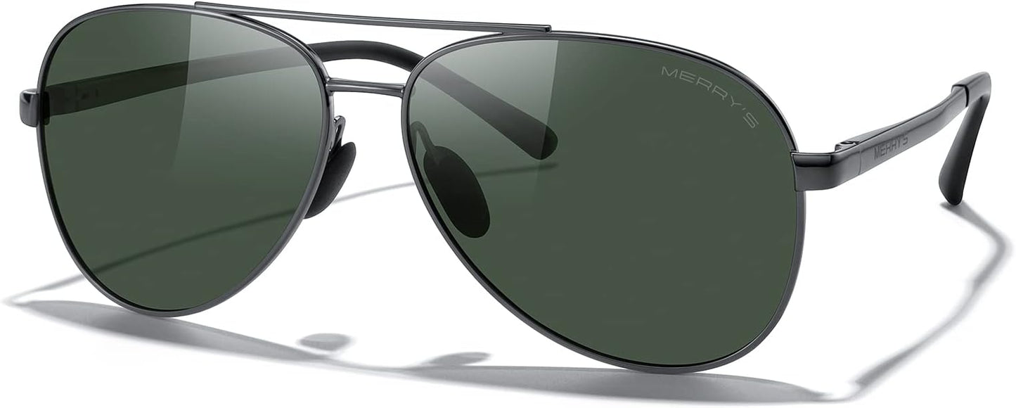 MERRY'S Aviator Sunglasses for Men Women - Polarized Driving Sun glasses Mirrored Lens UV 400 Protection 58 MM