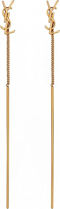 18K Gold Plated Letter Threader Earrings for Women, Dainty Long Chain Tassel Drop Earrings, Elegant Jewelry for Wedding, Party & Everyday Wear