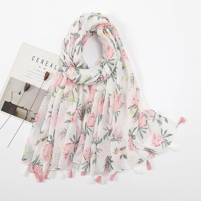 YOUR SMILE Large Boho Scarf for Women Lightweight Floral Printed Scarves Fall Winter Fashion Fringed Shawl wraps