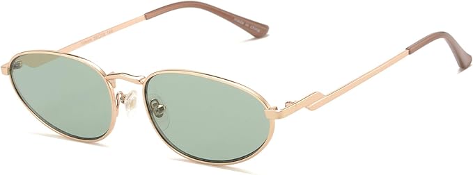 Retro Oval Sunglasses Womens Mens Trendy 2025, Fashion Y2K Narrow Oval Cat Eye Sun Glasses UV400 Protection VF2251