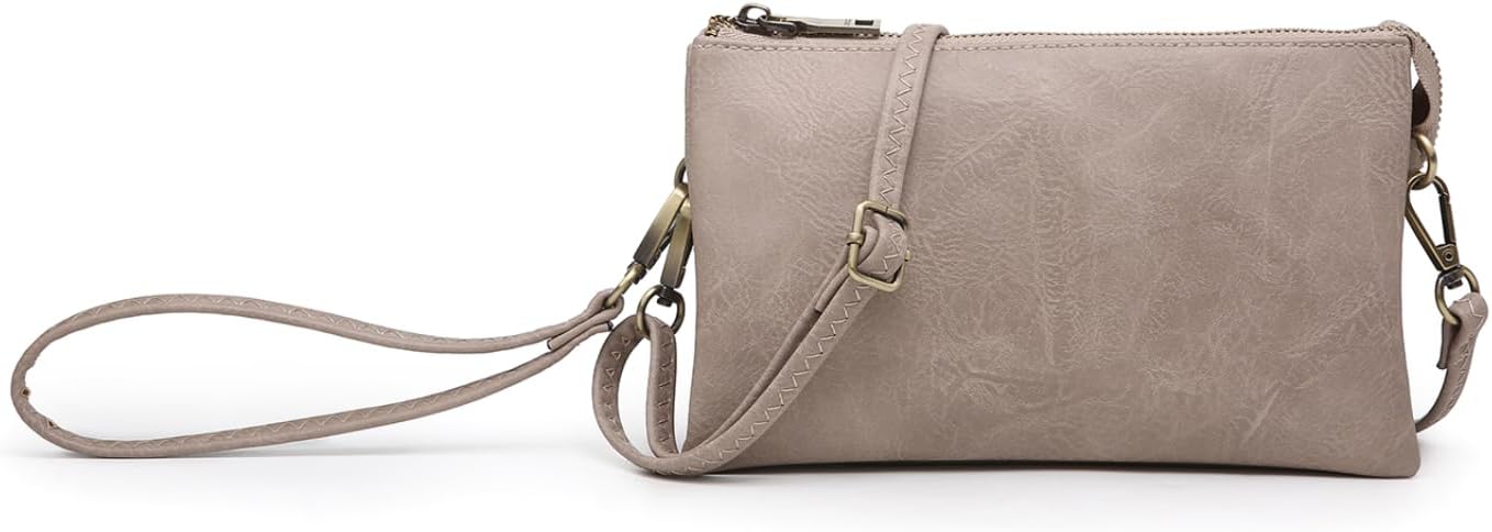 JEN & CO. Riley Small Crossbody Bags for Women Vegan Leather Wristlet Clutch Wallet Purses Handbags with 2 Straps
