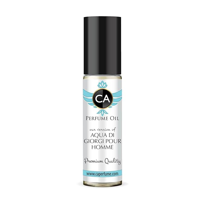 CA Perfume Impression of Aqua Di Giorgi Pour Homme Eau De Parfum Woody Aquatic Scent Long Lasting Cologne for Men Travel Size TSA Ready for Day and Night Wear 0.33 Fl Oz 10ml