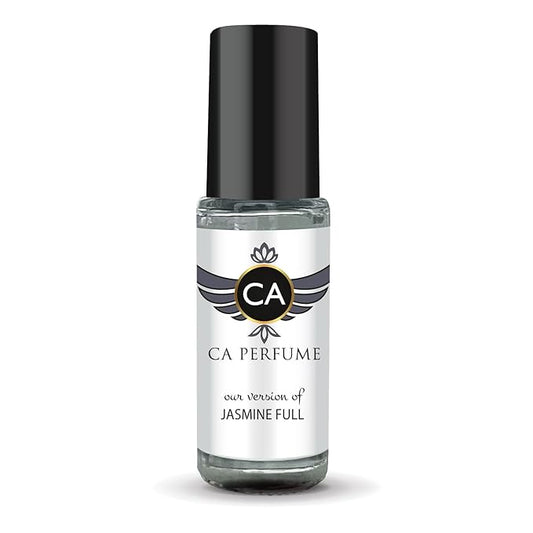 CA Perfume Impression of Jasmine Full Unisex Perfume Oil Floral Scent Long Lasting Fragrance for Women and Men Travel Size Mini Perfume Sample TSA Ready Body Oil Roll-on 0.14 Fl Oz 4ml