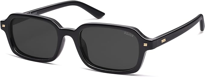 SOJOS Trendy Rectangle Polarized Sunglasses Womens Mens, Small Retro Fashion Thin Slim Square Sunnies SJ2610