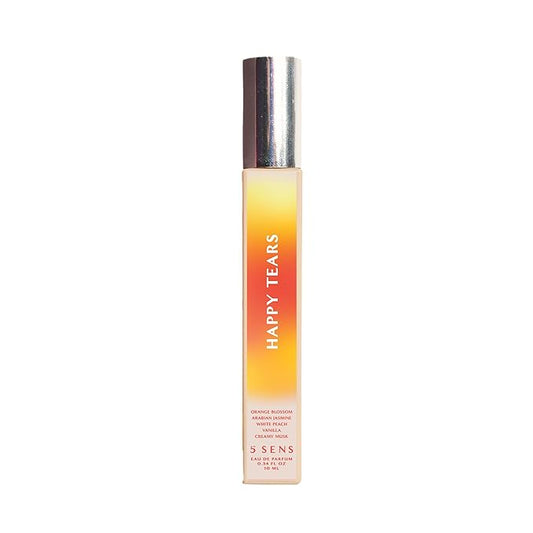 5 SENS Happy Tears Eau de Parfum Travel Spray (10 mL) - Clean, Long-Lasting Fine Fragrance - Warm Floral with Orange Blossom, Arabian Jasmine, White Peach, Creamy Musk & Mandarin - Vegan, Cruelty-Free