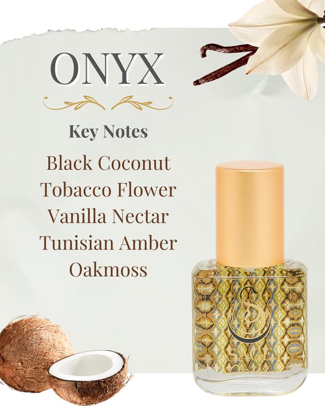 The Sage Lifestyle Onyx Roll On, Oil, Extract, Vanilla Perfume, Amber Oil, Sandalwood, Vanilla Musk, Coconut, Perfume for Women, Long Lasting, Gourmand Fragrance, Artisan, 1/4 oz, Travel Size Parfum