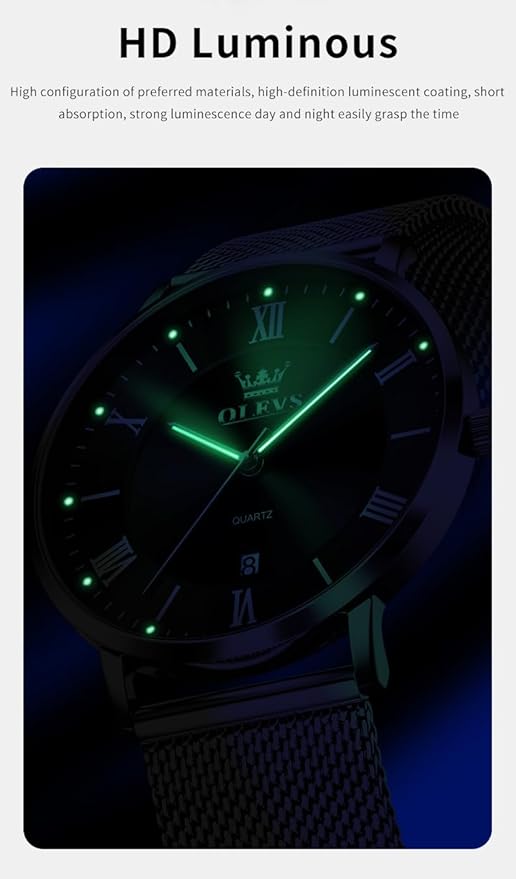 OLEVS Mens Gold Watches Analog Quartz Business Dress Watch Day Date Stainless Steel Classic Luxury Luminous Waterproof Casual Male Wrist Watches