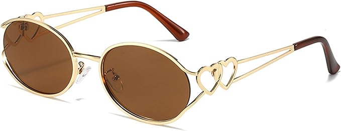 bullabulling Y2k Sunglasses For Women Men Round Vintage glasses Fashion Heart Metal Sunglass Round Retro Eyewear