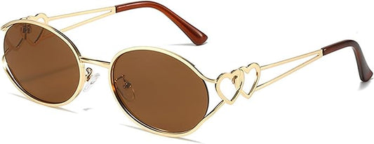 bullabulling Y2k Sunglasses For Women Men Round Vintage glasses Fashion Heart Metal Sunglass Round Retro Eyewear