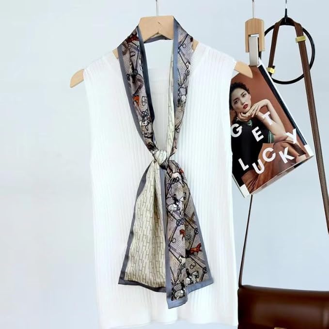 100% Mulberry Silk Ribbon Scarf for Hair Beach Head Wraps for Women Handbag accessories Necktie