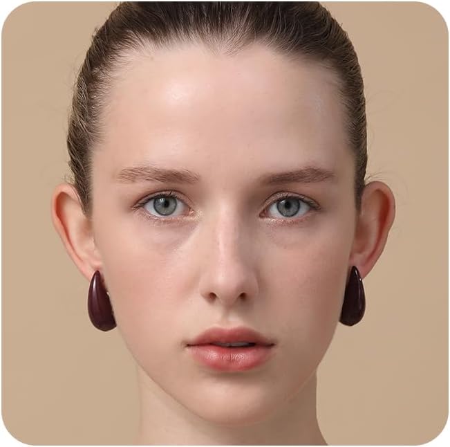Apsvo Chunky 14K Gold Plated Hoop Earrings for Women, Lightweight Waterdrop Hollow Open Hoops, Hypoallergenic Dupes Earrings