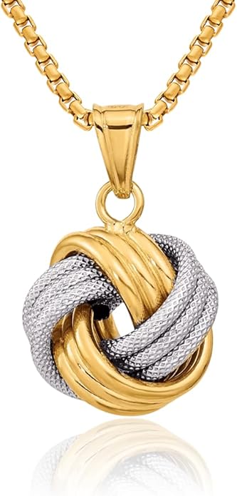 IceCarats 14K Solid Two Tone Gold Love Knot Necklace Chain Pendant Charm
