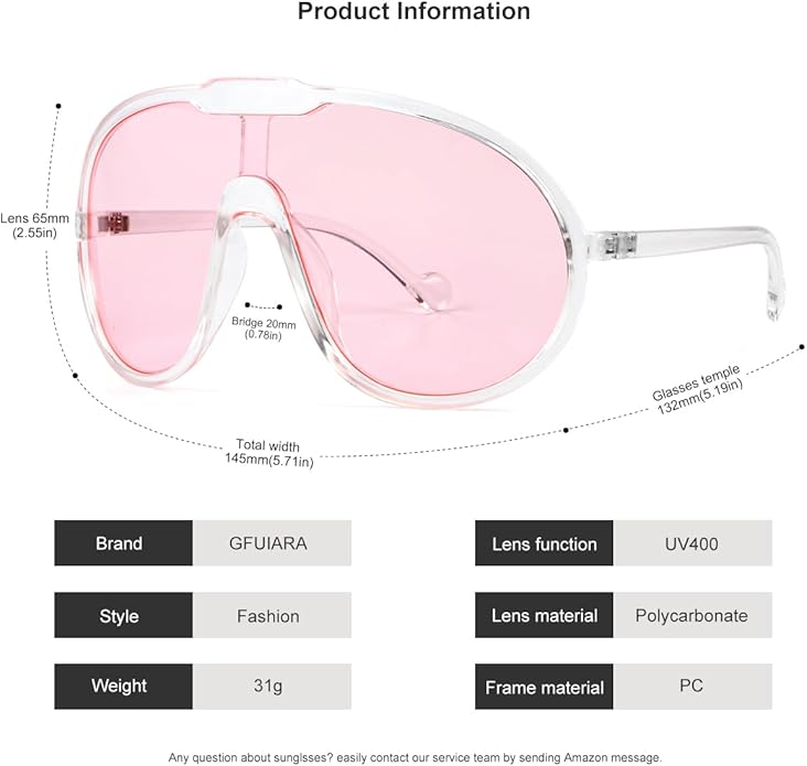 Trendy Oversized Sunglasses for Women Men Fashion Shield Aviator Sun Glasses UV400 Protection Goggles